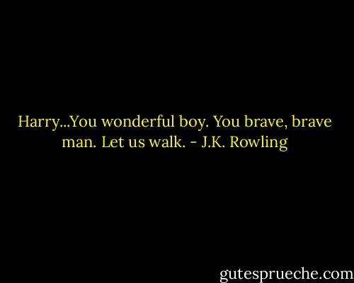 Harry...You wonderful boy. You brave, brave man. Let us walk. - J.K. Rowling