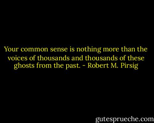 Your common sense is nothing more than the voices of thousands and thousands of these ghosts from the past. - Robert M. Pirsig
