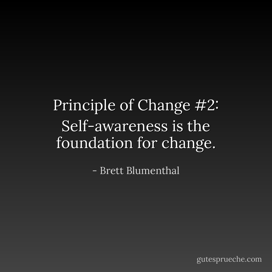 Principle of Change #2: Self-awareness is the foundation for change. - Brett Blumenthal
