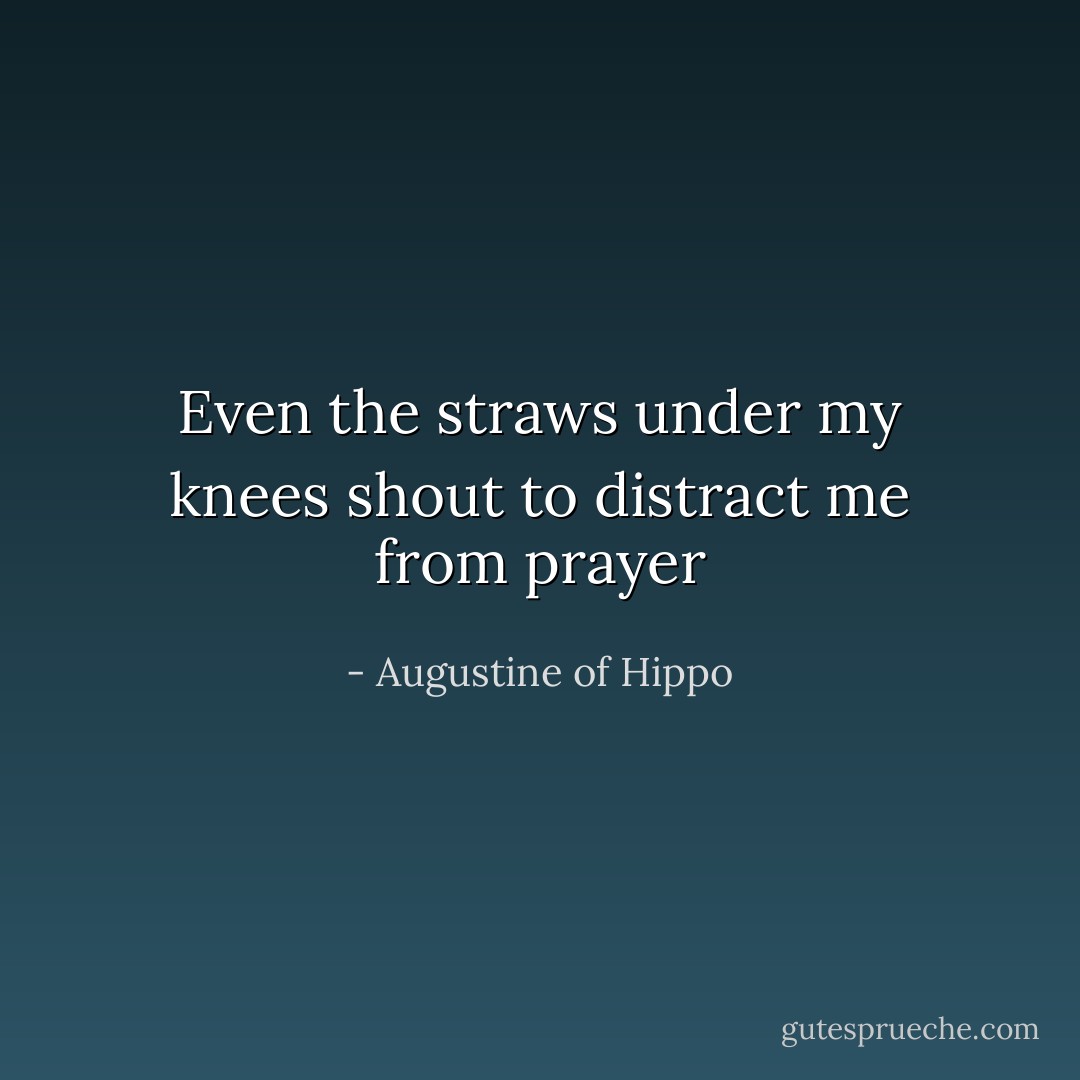 Even the straws under my knees shout to distract me from prayer - Augustine of Hippo