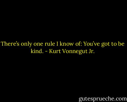 There’s only one rule I know of: You’ve got to be kind. - Kurt Vonnegut Jr.