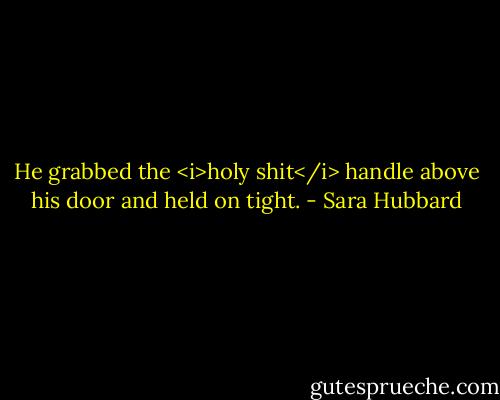 He grabbed the <i>holy shit</i> handle above his door and held on tight. - Sara Hubbard