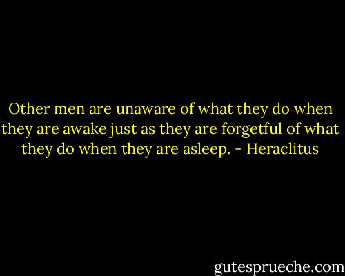 Other men are unaware of what they do when they are awake just as they are forgetful of what they do when they are asleep. - Heraclitus