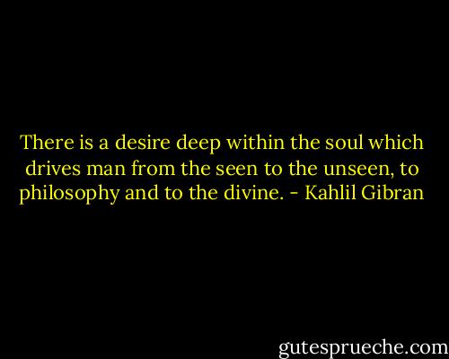 There is a desire deep within the soul which drives man from the seen to the unseen, to philosophy and to the divine. - Kahlil Gibran