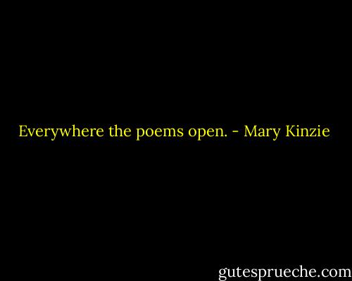 Everywhere the poems open. - Mary Kinzie