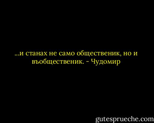 ...и станах не само общественик, но и въобщественик. - Чудомир