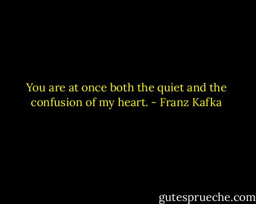 You are at once both the quiet and the confusion of my heart. - Franz Kafka