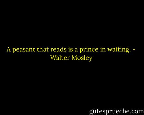 A peasant that reads is a prince in waiting. - Walter Mosley