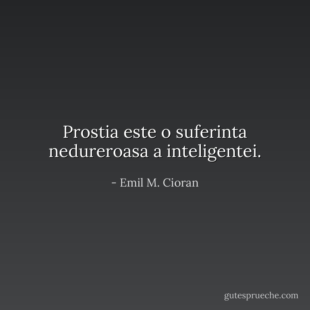 Prostia este o suferinta nedureroasa a inteligentei. - Emil M. Cioran