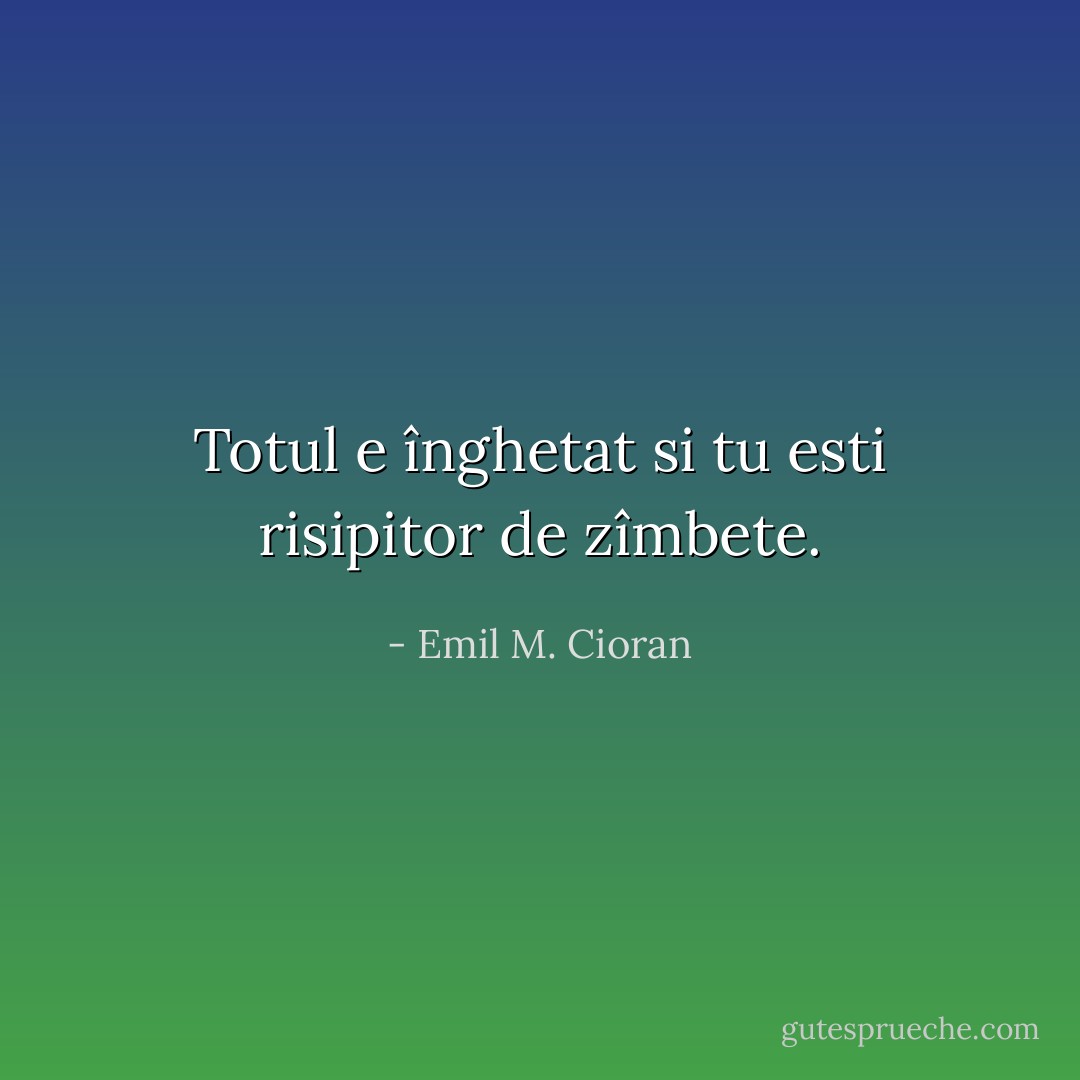 Totul e înghetat si tu esti risipitor de<br />zîmbete. - Emil M. Cioran