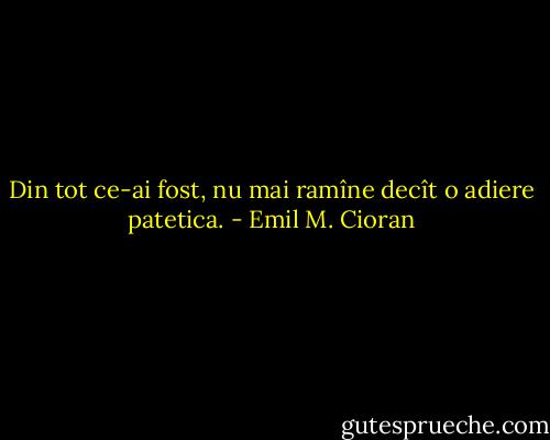 Din tot ce-ai fost, nu mai ramîne decît o adiere patetica. - Emil M. Cioran