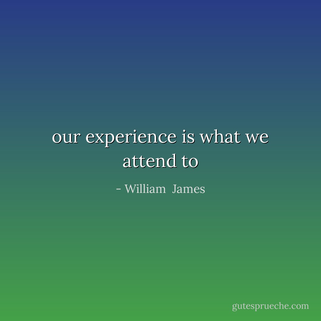 our experience is what we attend to - William  James