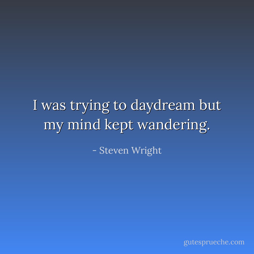 I was trying to daydream but my mind kept wandering. - Steven Wright