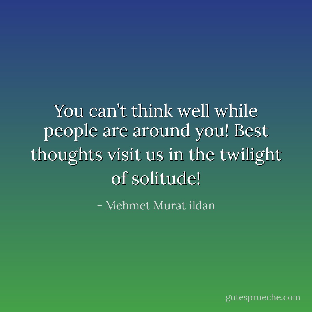 You can’t think well while people are around you! Best thoughts visit us in the twilight of solitude! - Mehmet Murat ildan