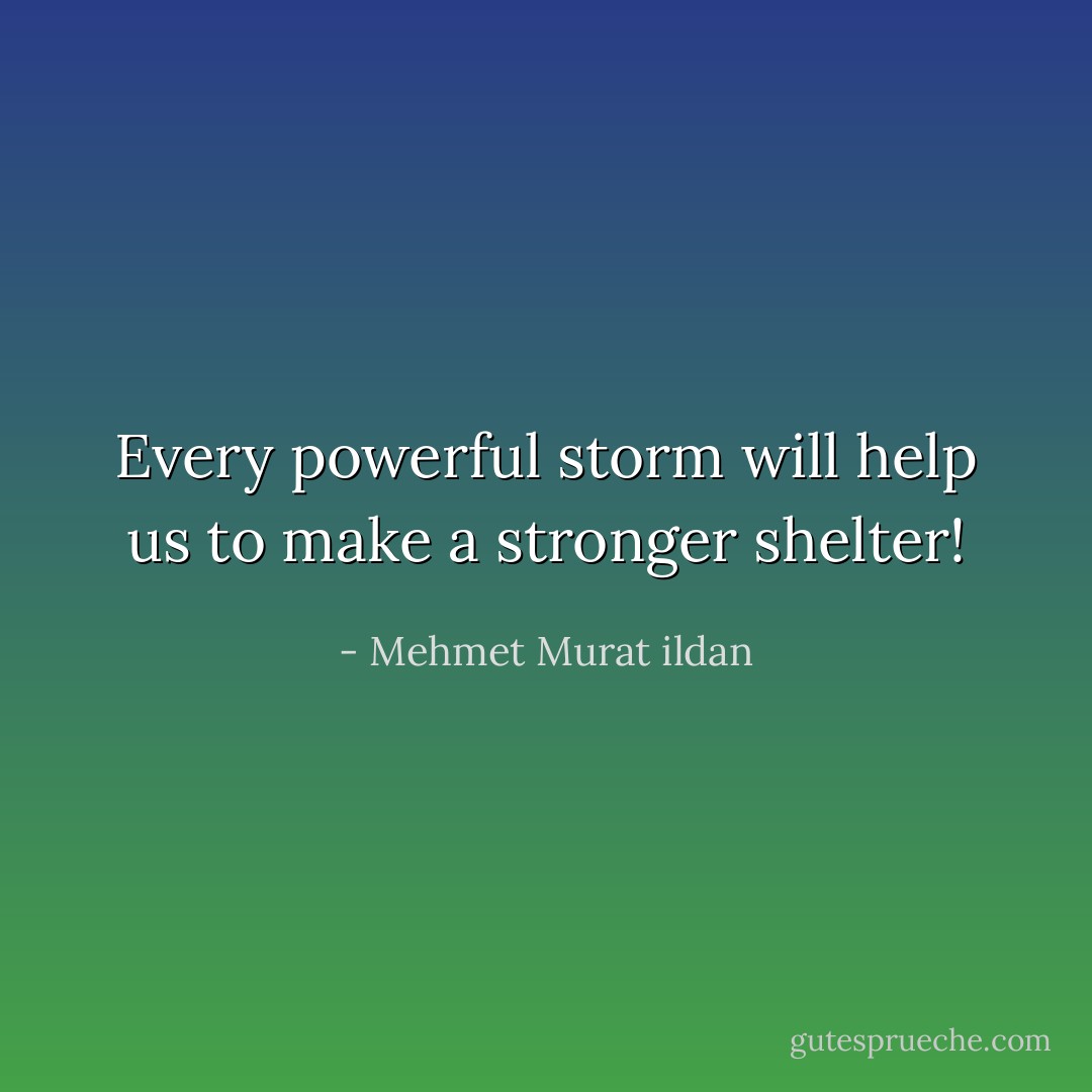 Every powerful storm will help us to make a stronger shelter! - Mehmet Murat ildan
