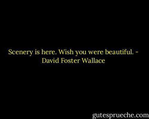 Scenery is here. Wish you were beautiful. - David Foster Wallace