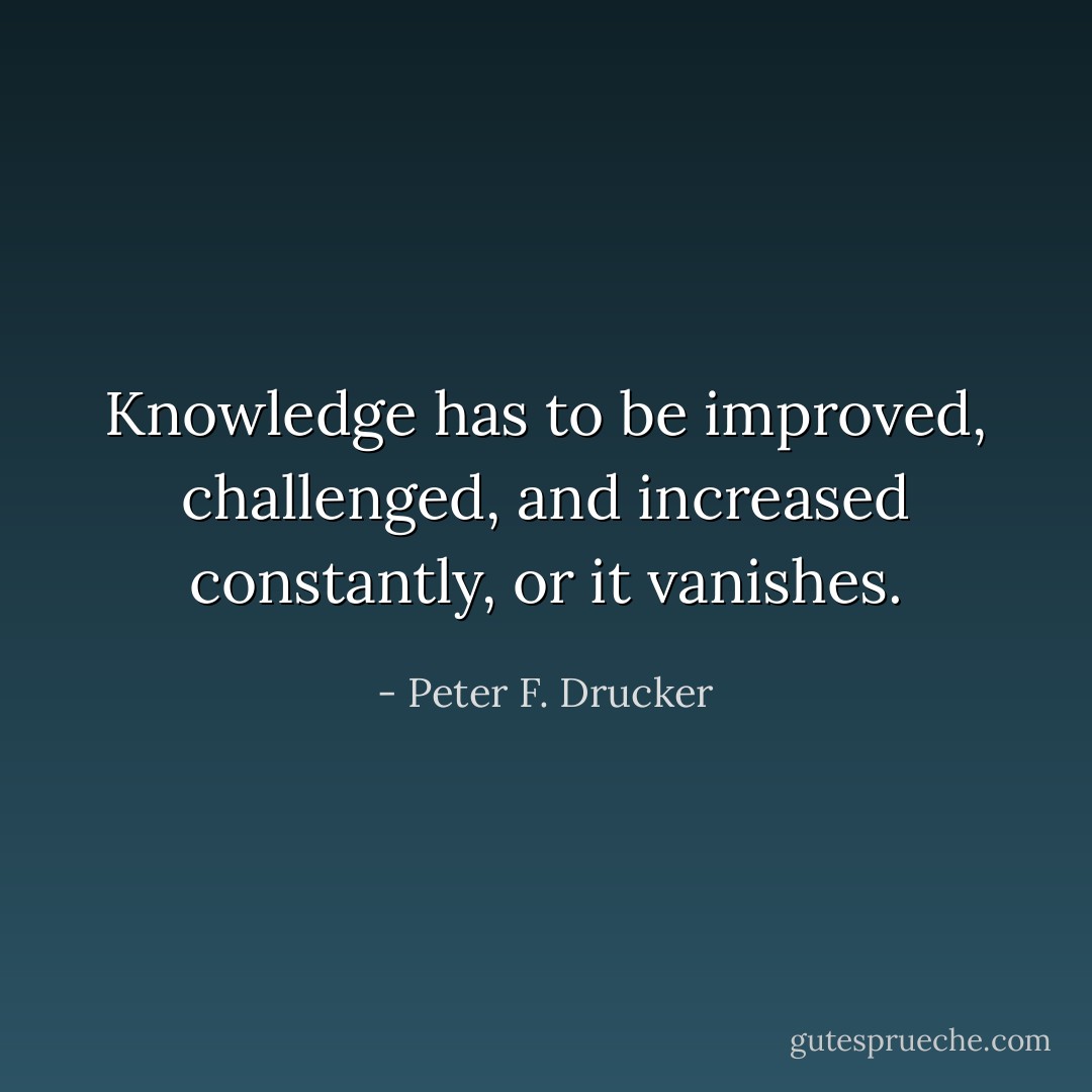 Knowledge has to be improved, challenged, and increased constantly, or it vanishes. - Peter F. Drucker