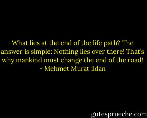 What lies at the end of the life path? The answer is simple: Nothing lies over there! That’s why mankind must change the end of the road! - Mehmet Murat ildan