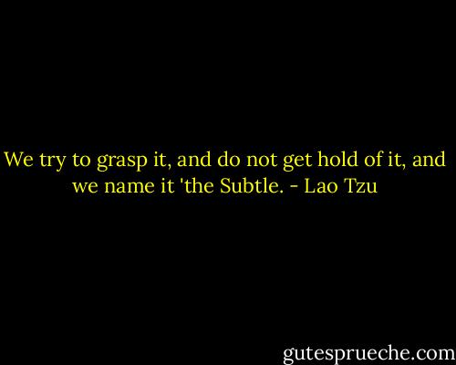 We try to grasp it, and do not get hold of it, and we name it 'the Subtle. - Lao Tzu