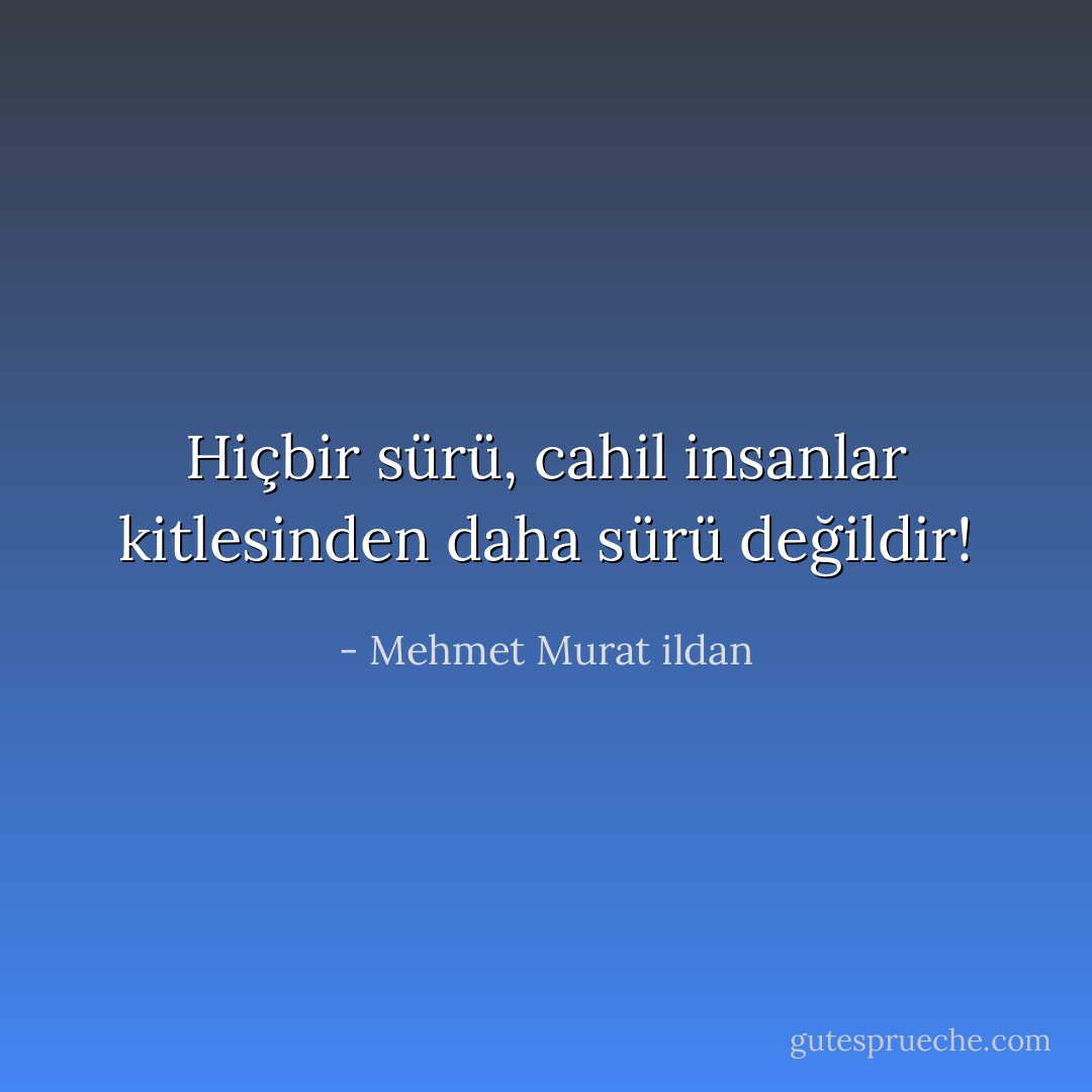 Hiçbir sürü, cahil insanlar kitlesinden daha sürü değildir! - Mehmet Murat ildan
