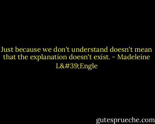 Just because we don't understand doesn't mean that the explanation doesn't exist. - Madeleine L'Engle
