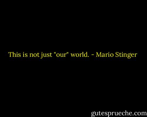 This is not just "our" world. - Mario Stinger