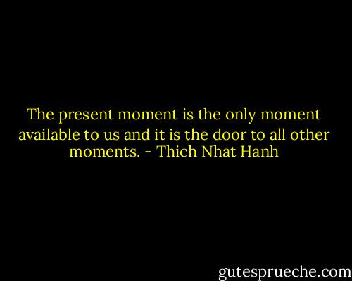 The present moment is the only moment available to us and it is the door to all other moments. - Thich Nhat Hanh