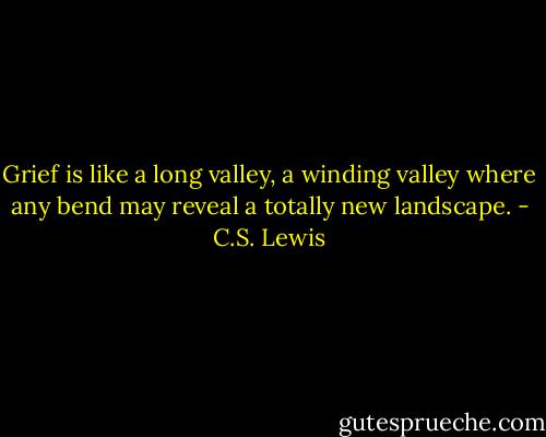 Grief is like a long valley, a winding valley where any bend may reveal a totally new landscape. - C.S. Lewis