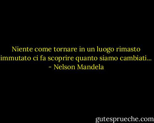 Niente come tornare in un luogo rimasto immutato<br />ci fa scoprire quanto siamo cambiati... - Nelson Mandela