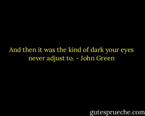 And then it was the kind of dark your eyes never adjust to. - John Green