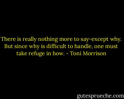 There is really nothing more to say-except why. But since why is difficult to handle, one must take refuge in how. - Toni Morrison