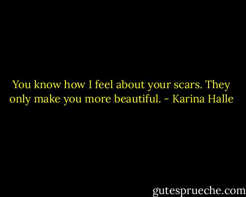 You know how I feel about your scars. They only make you more beautiful. - Karina Halle