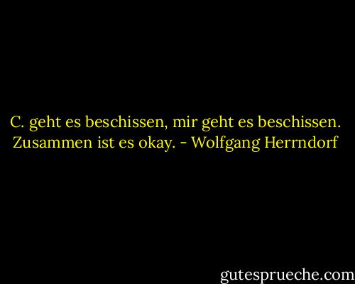 C. geht es beschissen, mir geht es beschissen. Zusammen ist es okay. - Wolfgang Herrndorf