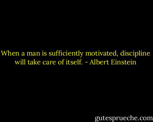 When a man is sufficiently motivated, discipline will take care of itself. - Albert Einstein