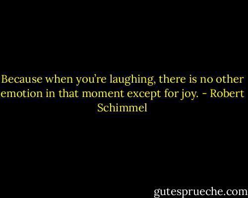 Because when you’re laughing, there is no other emotion in that moment except for joy. - Robert Schimmel