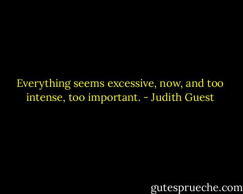 Everything seems excessive, now, and too intense, too important. - Judith Guest
