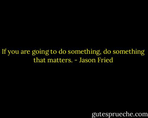 If you are going to do something, do something that matters. - Jason Fried