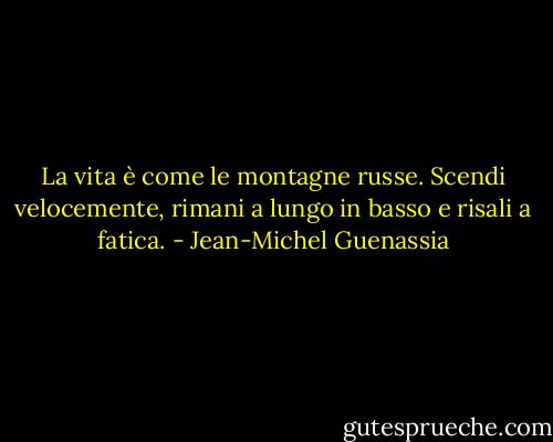 La vita è come le montagne russe. Scendi velocemente, rimani a lungo in basso e risali a fatica. - Jean-Michel Guenassia