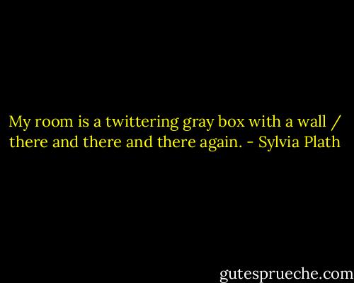 My room is a twittering gray box with a wall / there and there and there again. - Sylvia Plath