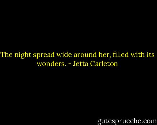 The night spread wide around her, filled with its wonders. - Jetta Carleton