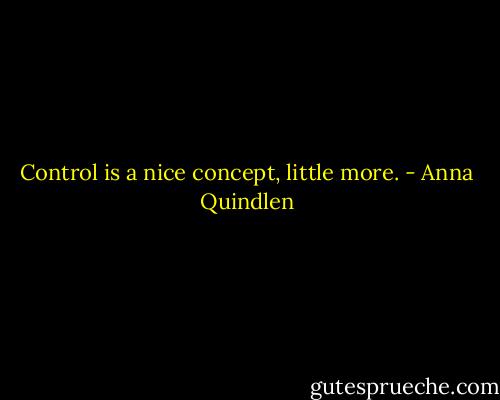 Control is a nice concept, little more. - Anna Quindlen