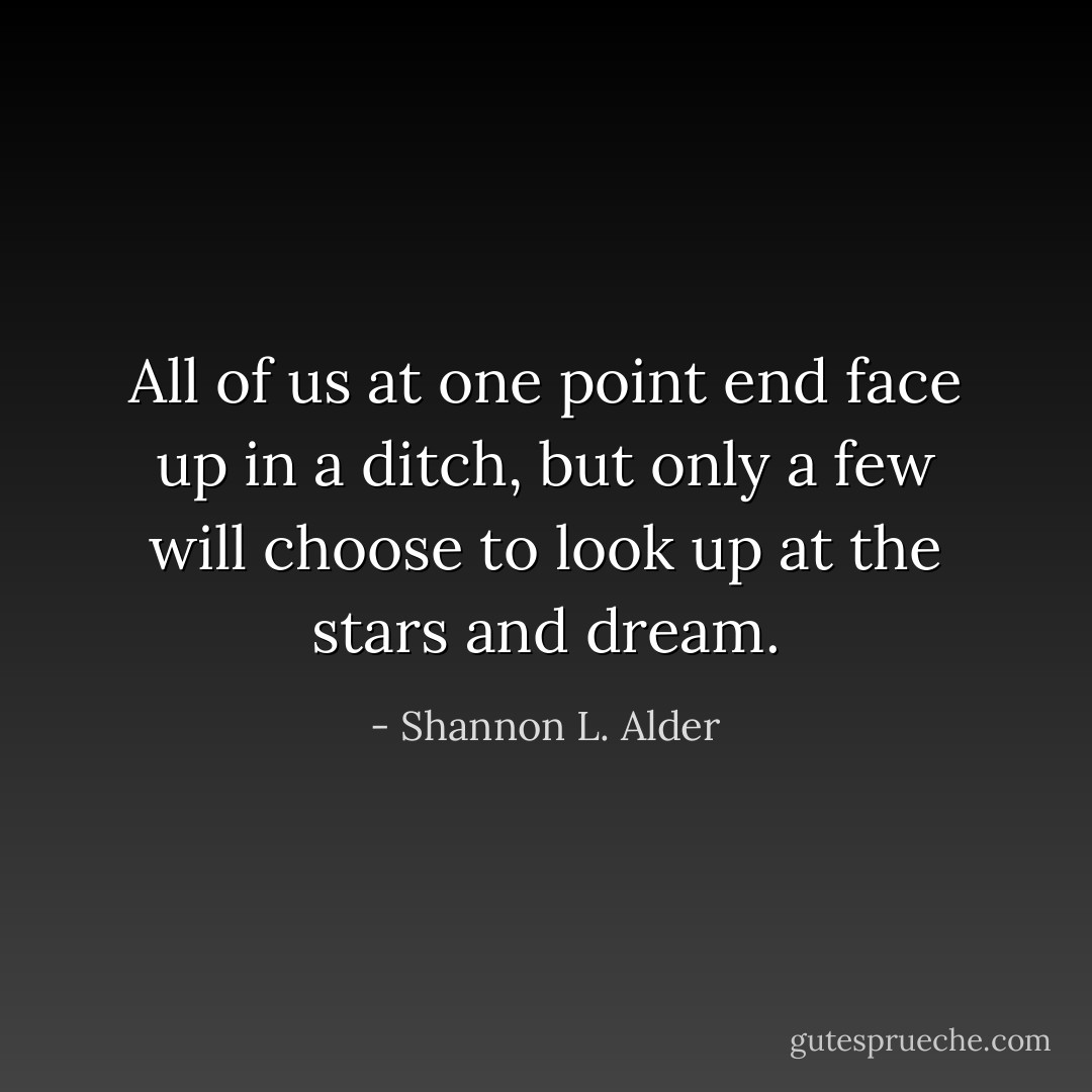 All of us at one point end face up in a ditch, but only a few will choose to look up at the stars and dream. - Shannon L. Alder