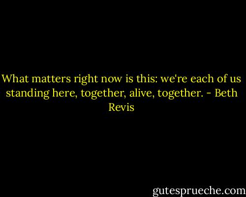What matters right now is this: we're each of us standing here, together, alive, together. - Beth Revis