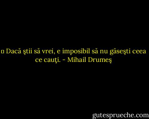 ― Dacă ştii să vrei, e imposibil să nu găseşti ceea ce cauţi. - Mihail Drumeş