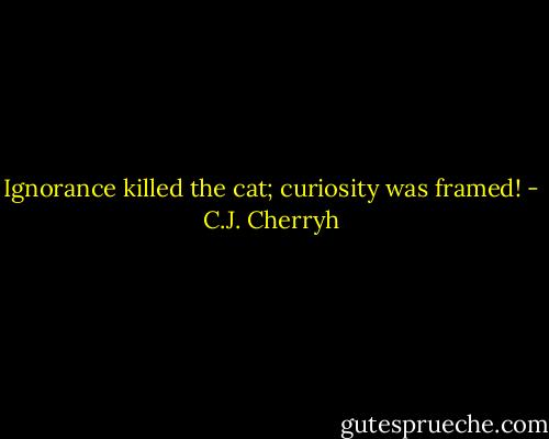 Ignorance killed the cat; curiosity was framed! - C.J. Cherryh