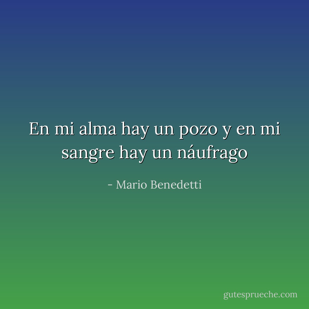 En mi alma hay un pozo y en mi sangre hay un náufrago - Mario Benedetti