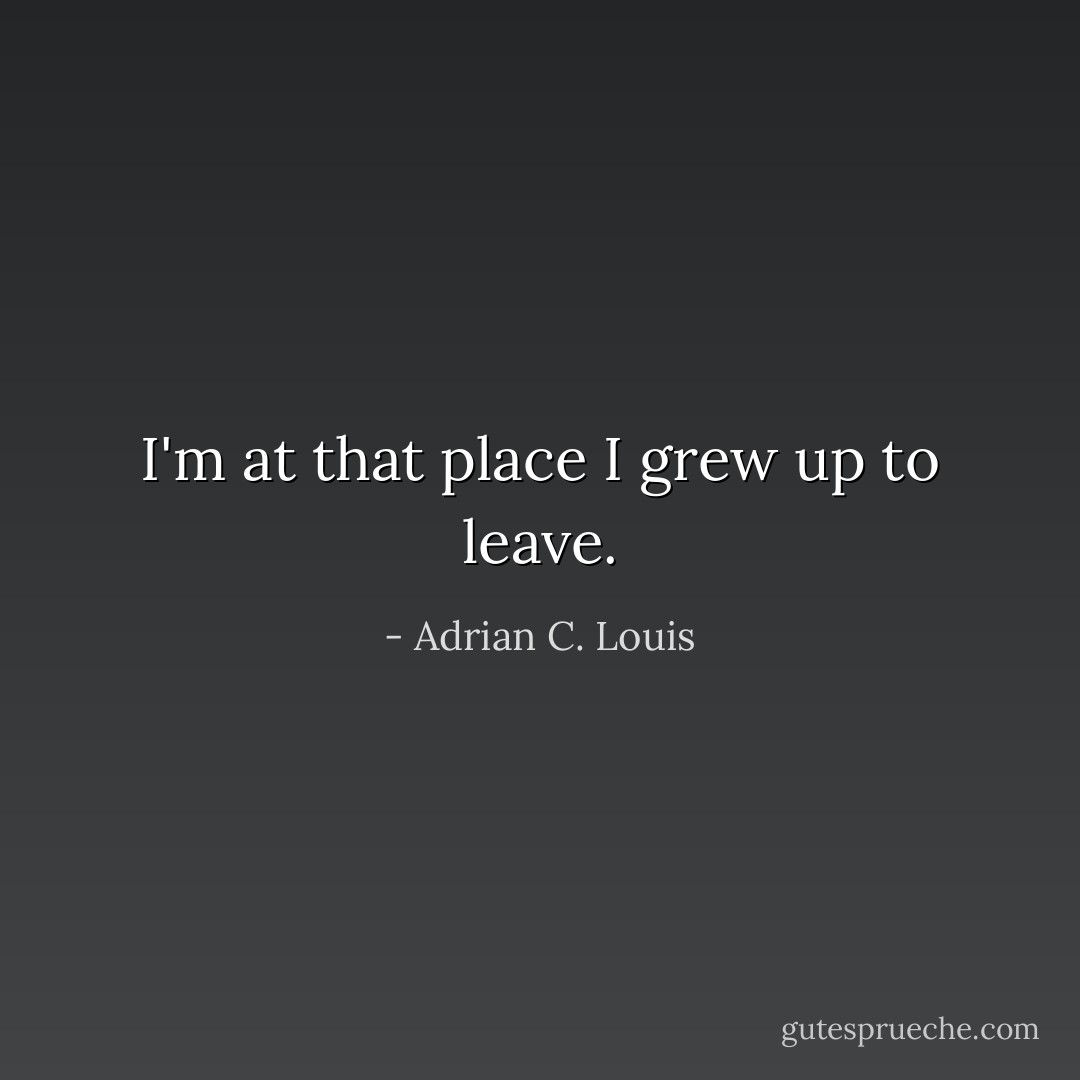 I'm at that place I grew up to leave. - Adrian C. Louis