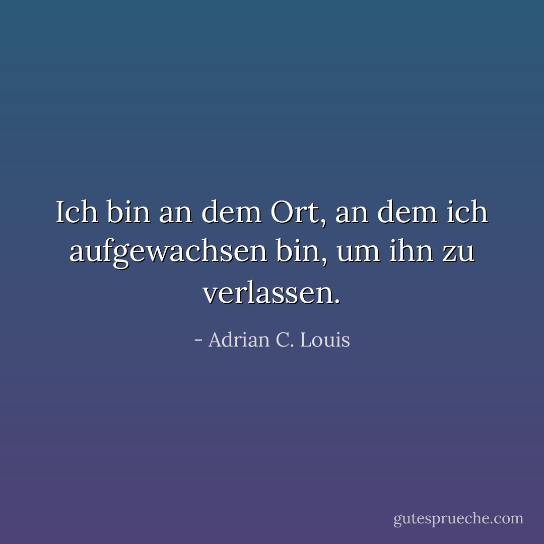 Ich bin an dem Ort, an dem ich aufgewachsen bin, um ihn zu verlassen. - Adrian C. Louis<
