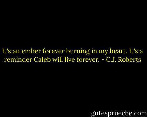 It's an ember forever burning in my heart. It's a reminder Caleb will live forever. - C.J. Roberts