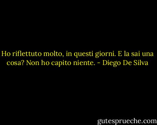 Ho riflettuto molto, in questi giorni. E la sai una cosa? Non ho capito niente. - Diego De Silva